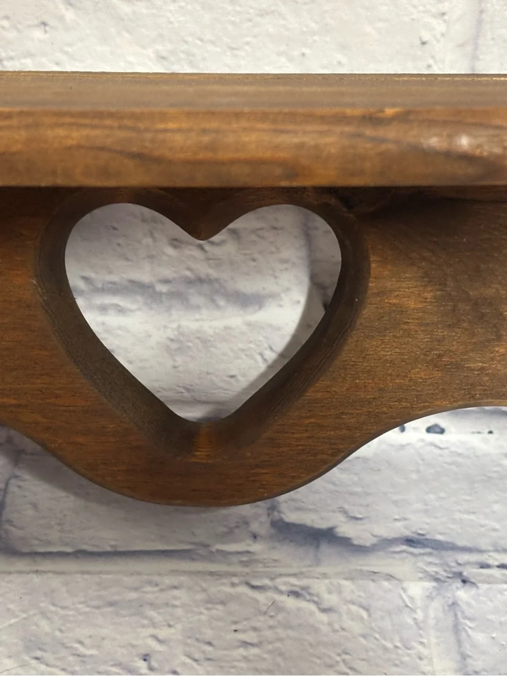 Vintage Wooden Wall Shelf • Heart Cutout • 24” • Primitive Peg Rack Cottage Core